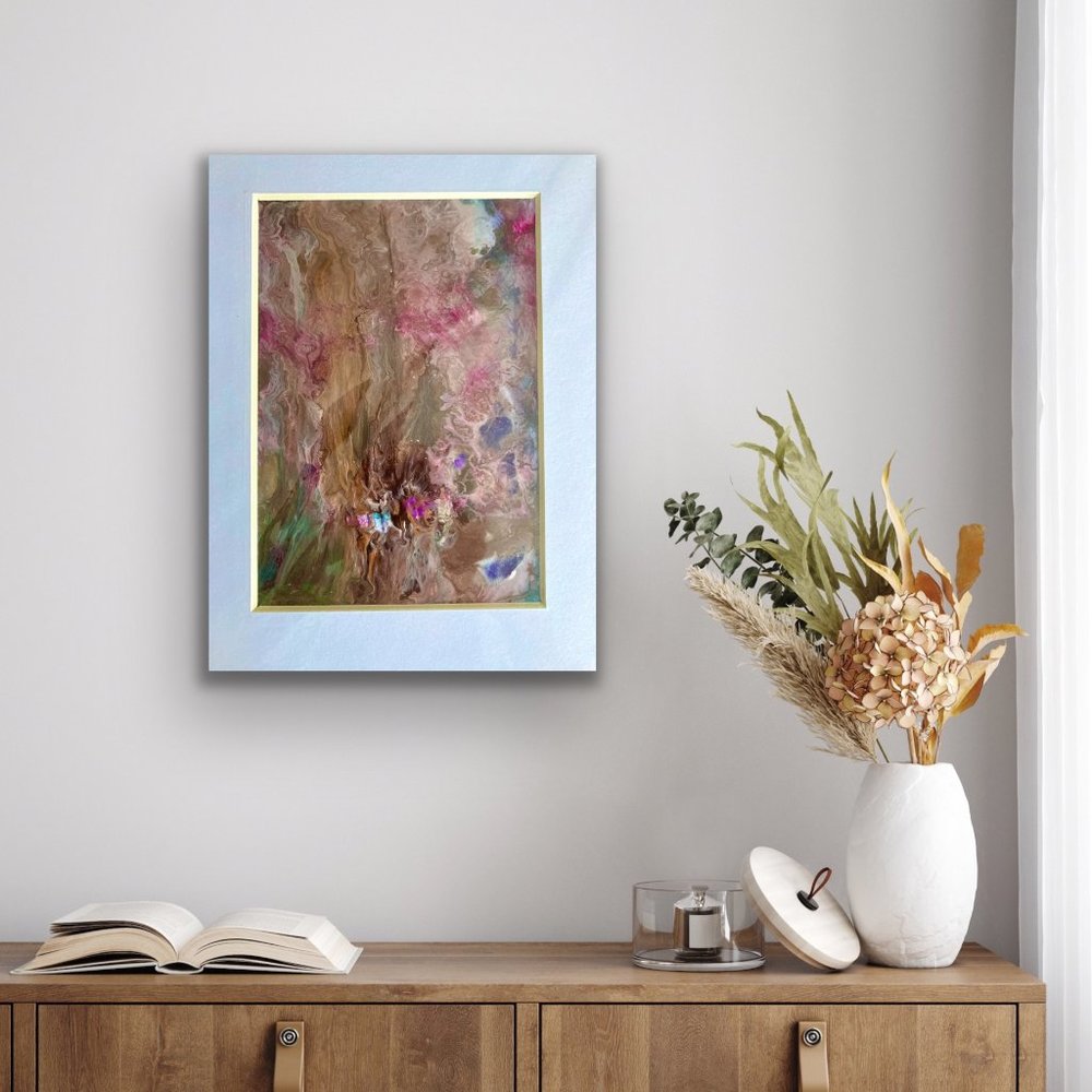 Abstract Acrylic Painting 5"x7," with mat 8"x10," by Noora Elkoussy